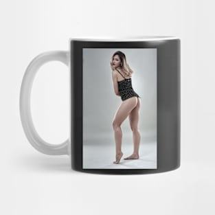 Gorgeous blonde in black lingerie Mug